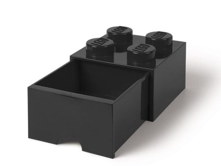 LEGO Brick Drawer, 4 Knobs, 1 Drawer, Stackable Storage Box, Black Supply